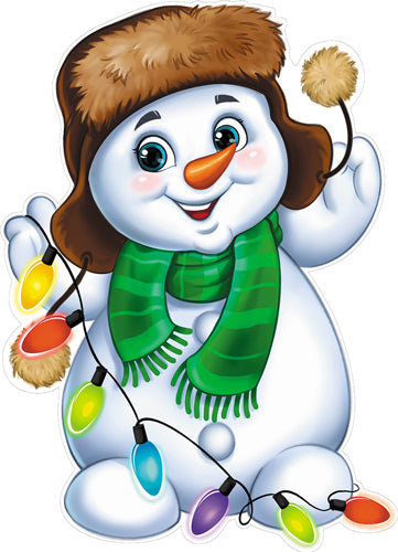 Ф-16557 Plaque de commande A3. Снеговик с новогодней гирляндой (двухсторонний)