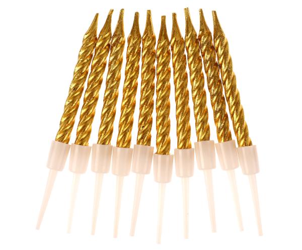 Свечи для торта, золото, СИНИЙ ТРАКТОР 10 шт, блистер, синий трактор Весёлый праздник