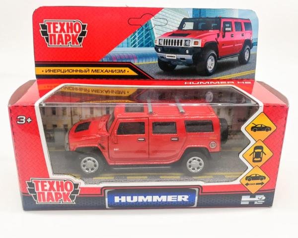 Машина металл HUMMER "hummer h2", дл12см,откр дв,багаж,инерц,красный,в кор Технопарк в кор.2*36шт