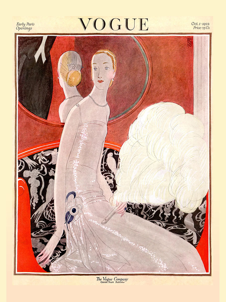 VOGUE. Леди с веером у зеркала. Серия плакатов. Формат А4.