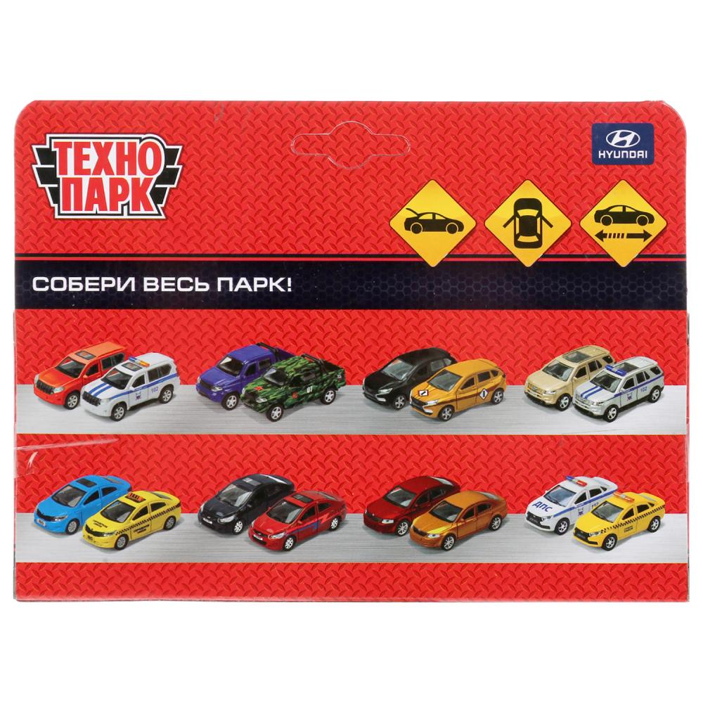 Машина металл "hyundai solaris полиция" 12см, откр.двери, инерц, белый в кор. Технопарк в кор.2*36шт