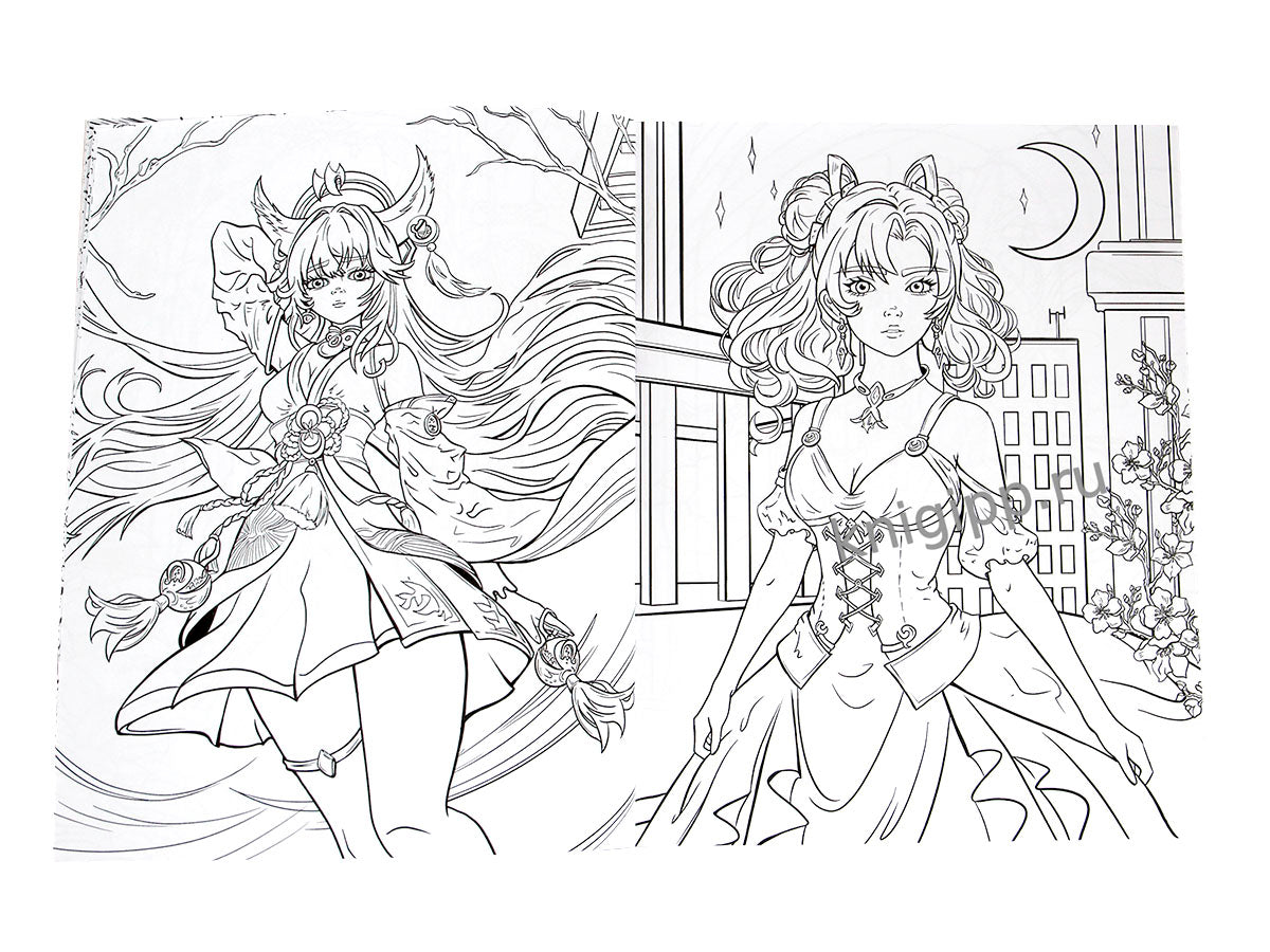 РАСКРАСКА АНИМЕ 16+ В стиле Genshin Impact