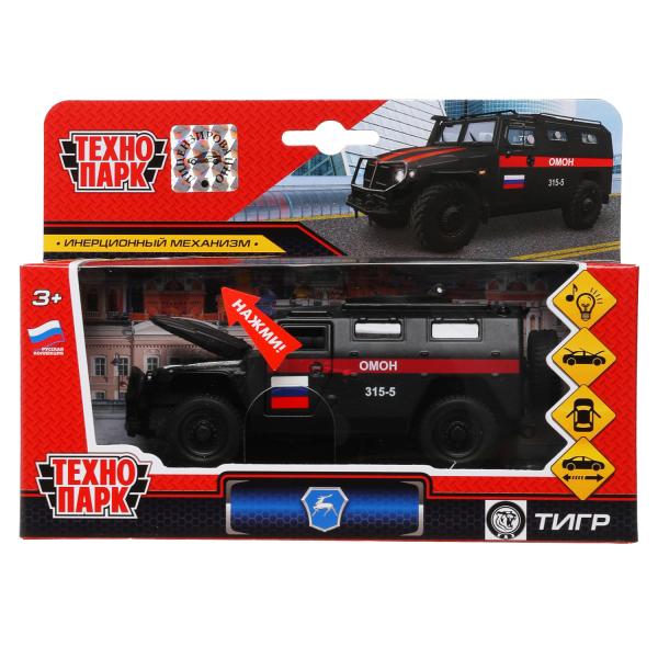 CT12-357-N-BL(MATTE)-WBМашина металл звук-свет ГАЗ ТИГР омон 13,7 см, дв.,капот, люк, инерц., кор. Т