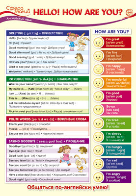 ПО-13441 Плакат А3. Английский язык в начальной школе. Hello! How are you? (Привет! Как ты?)
