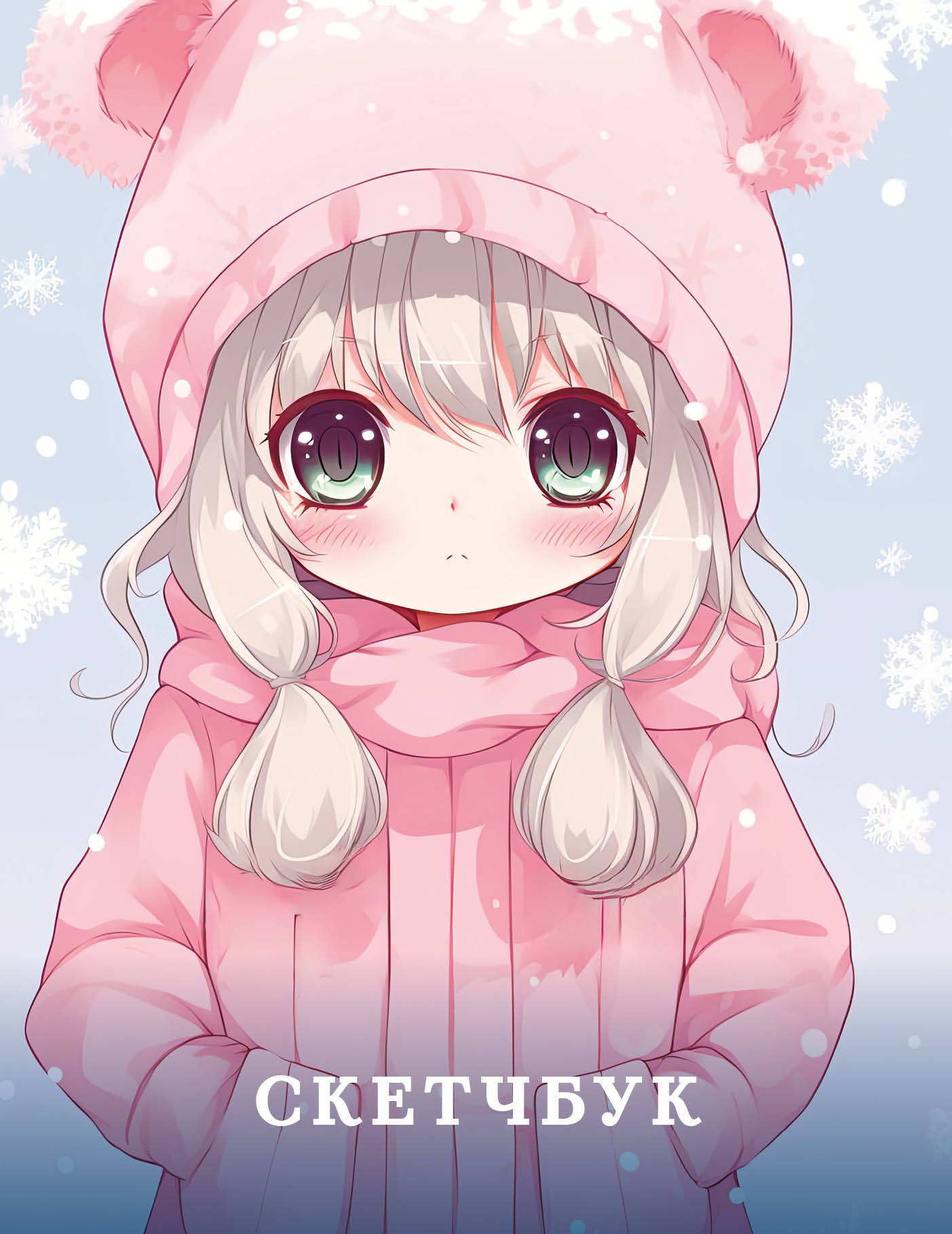 Новогодний скетчбук. Аниме (162х210 мм, на навивке, 40 л., плотность бумаги 160 гр., розовый)