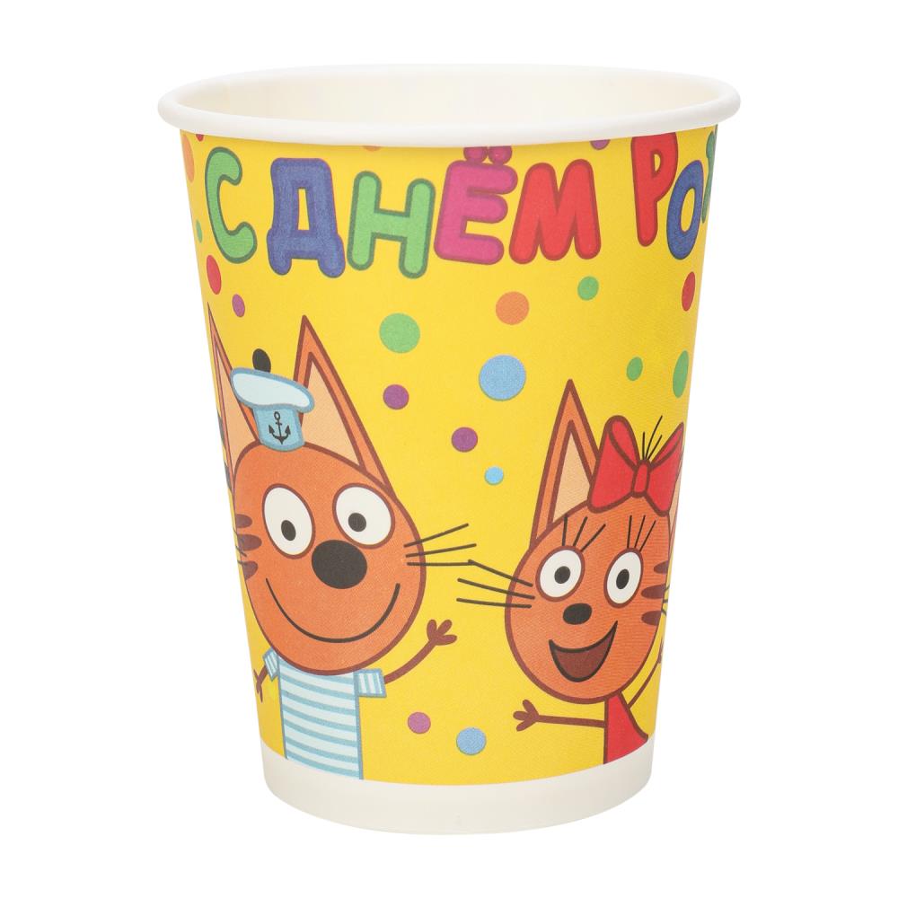 Стаканчики ТРИ КОТА стаканы бумажные, 6 штук, три кота ЧУДО ПРАЗДНИК в кор.96наб