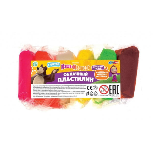 Легкий пластилин Маша и Медведь 6 цв. 10 гр. MultiArt в кор.144наб