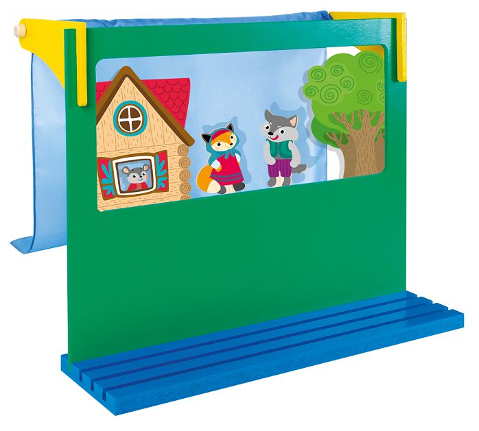 Ширма деревянная для штокового и кукольного театра (43см х 33,5см х 16см) цветная