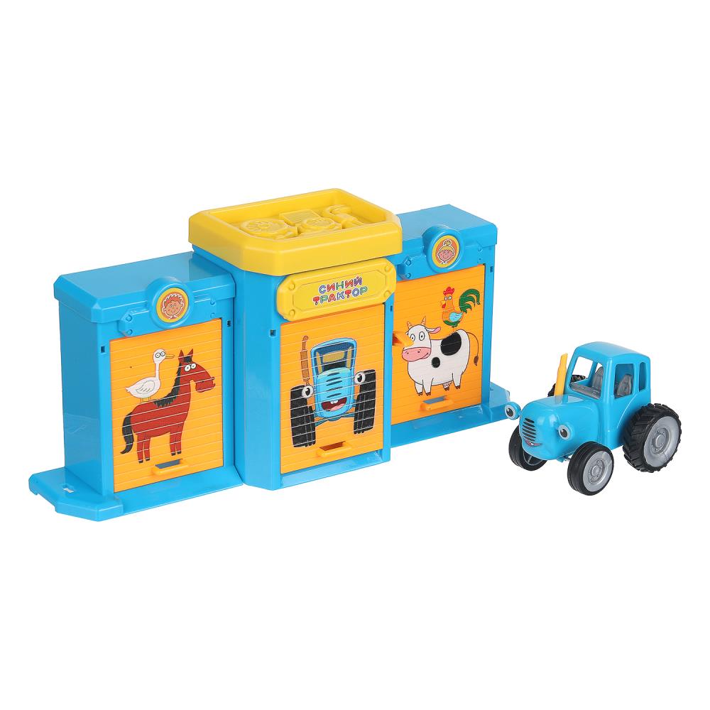 Игрушка пластик ворота+1 машинка, СИНИЙ ТРАКТОР,кор. ТЕХНОПАРК в кор.24шт