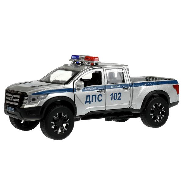 Machine en métal de couleur noire NISSAN TITAN ПОЛИЦИЯ 12,5 cm, double, sac, argent, cor. Parc technologique dans le cor.2*36шт