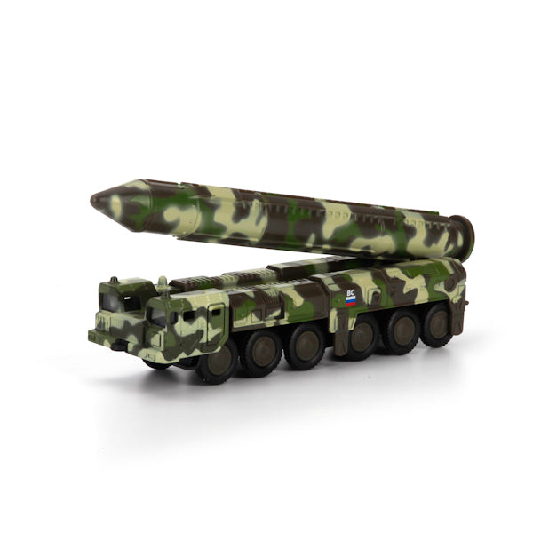 МОДЕЛЬ РСЗО ТОПОЛЬ "ТЕХНОПАРК" МЕТАЛЛ. ИНЕРЦ. С РАКЕТОЙ ОТКРЫВ. ДВЕРИ 15СМ В РУСС. КОР. в кор.2*36шт