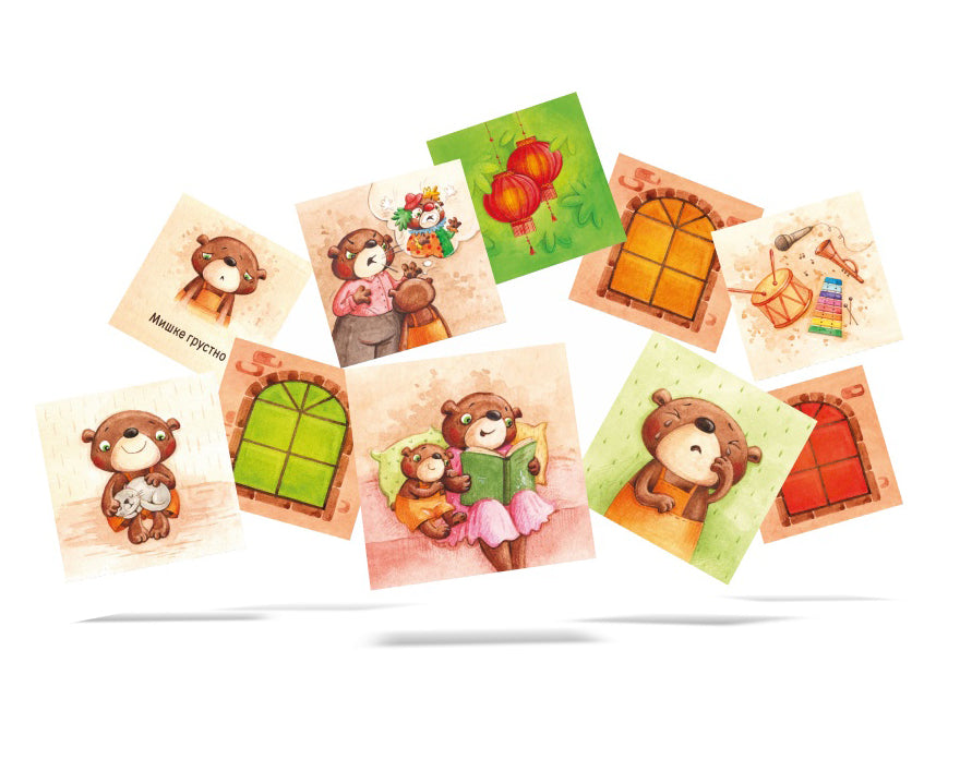 Мишка в домике. Vous pouvez le faire avec vos amis. (168 cartes, poteaux + instructions)