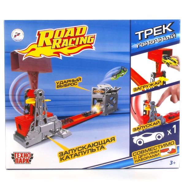 S2785-R 240738 ТРЕК-МИНИ "ТЕХНОПАРК" С КАТАПУЛЬТОЙ, С МЕТАЛЛ. МАШИНКОЙ 7,5СМ В РУССКОМ. КОР. в кор.24