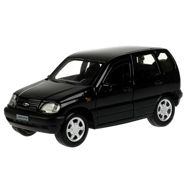 Машина металл LADA NIVA длина 12 см, двери, багажник, инерц, черный, кор. Технопарк в кор.2*36шт