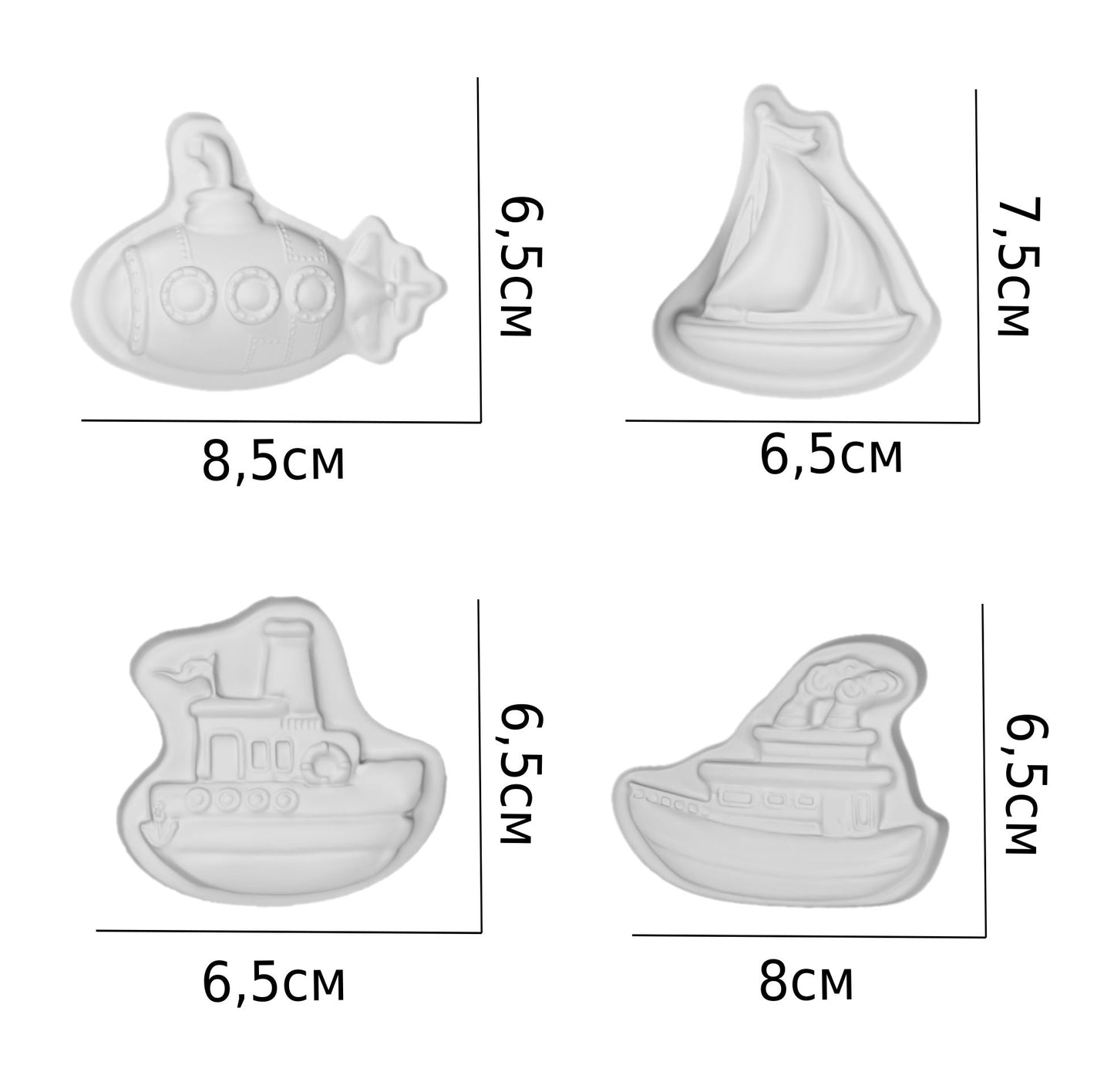 04486 Магниты из гипса под роспись "Кораблики"