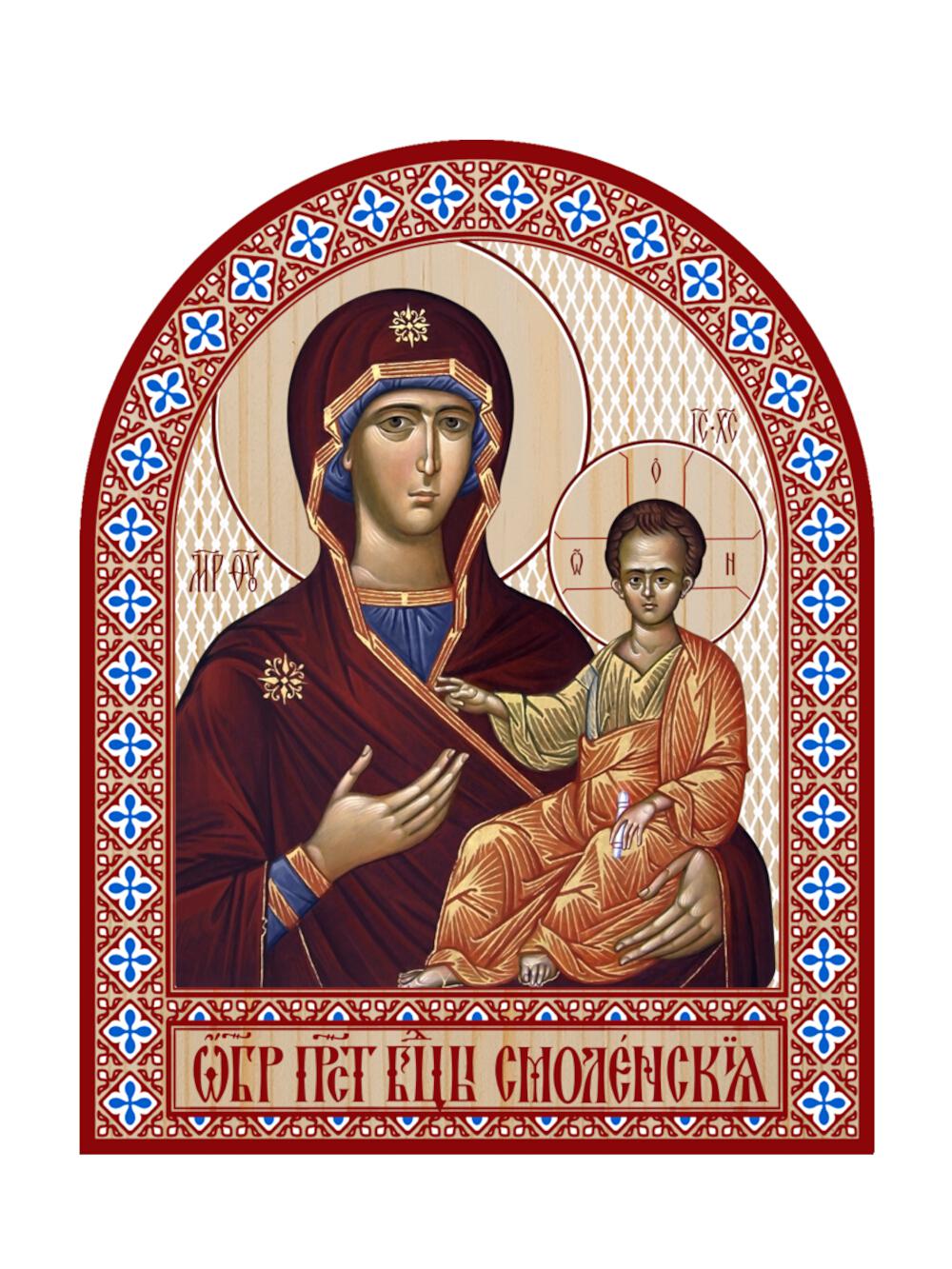Икона аркой Пресвятой Богородицы, Смоленская (на дереве): 95 х 120