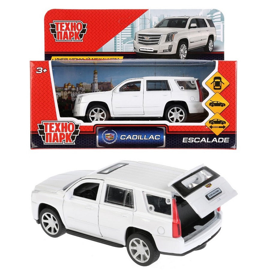 ESCALADE-WT272313 Машина металл CADILLAC ESCALADE 12 см, двери, багаж, инерц, белый, кор. Технопарк