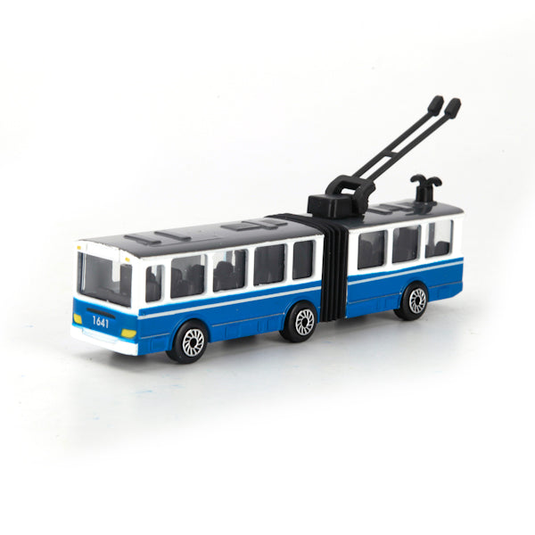 ТРОЛЛЕЙБУС С РЕЗИНКОЙ «ТЕХНОПАРК» МЕТАЛЛ. 12СМ В РУСС. КОР. в кор.2*72шт