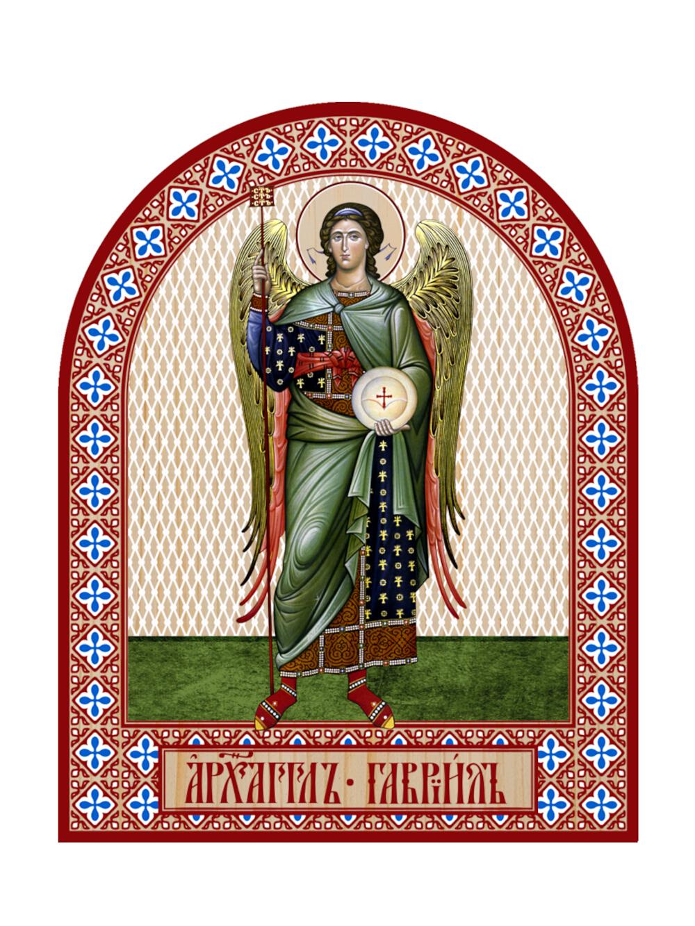 Икона аркой Архангел Гавриил (ростовой) (на дереве): 95 х 120