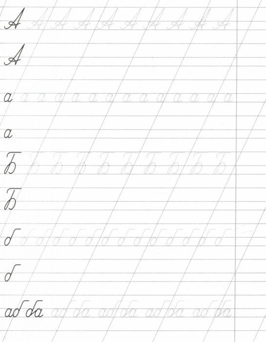 Письмо букв по линейкам. 7-8 лет. Задания по чистописанию и каллиграфии (1-2 классы). 16 стр.