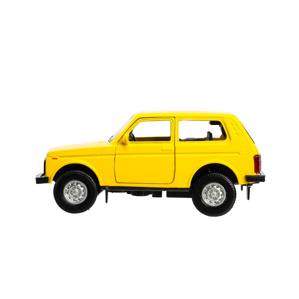 Машина металл LADA 4x4 12 см, двери, багажник, инерц, желтый, кор. Технопарк в кор.2*36шт