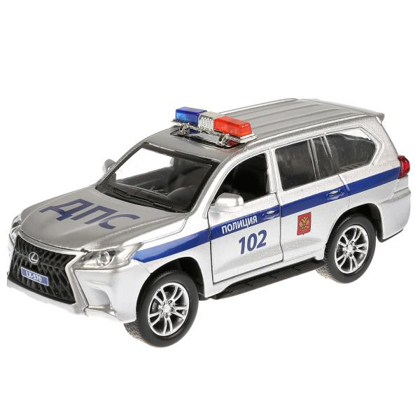 Машина металл свет-звук "LEXUS LX-570 ПОЛИЦИЯ"12см, откр. двери, инерц.в кор. Технопарк в кор.2*36шт