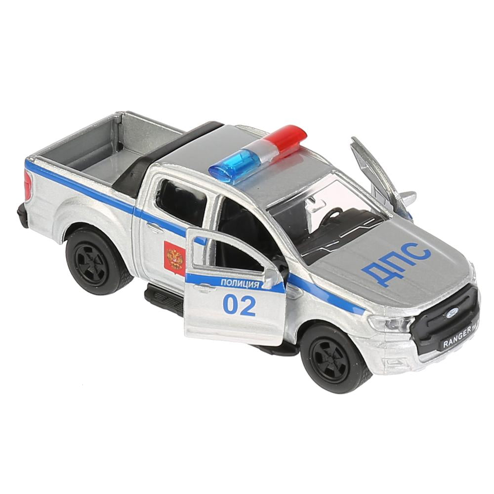 Машина металл FORD Ranger пикап полиции 12см, открывающий. двери, инерц. в кор. Технопарк в кор.2*24шт