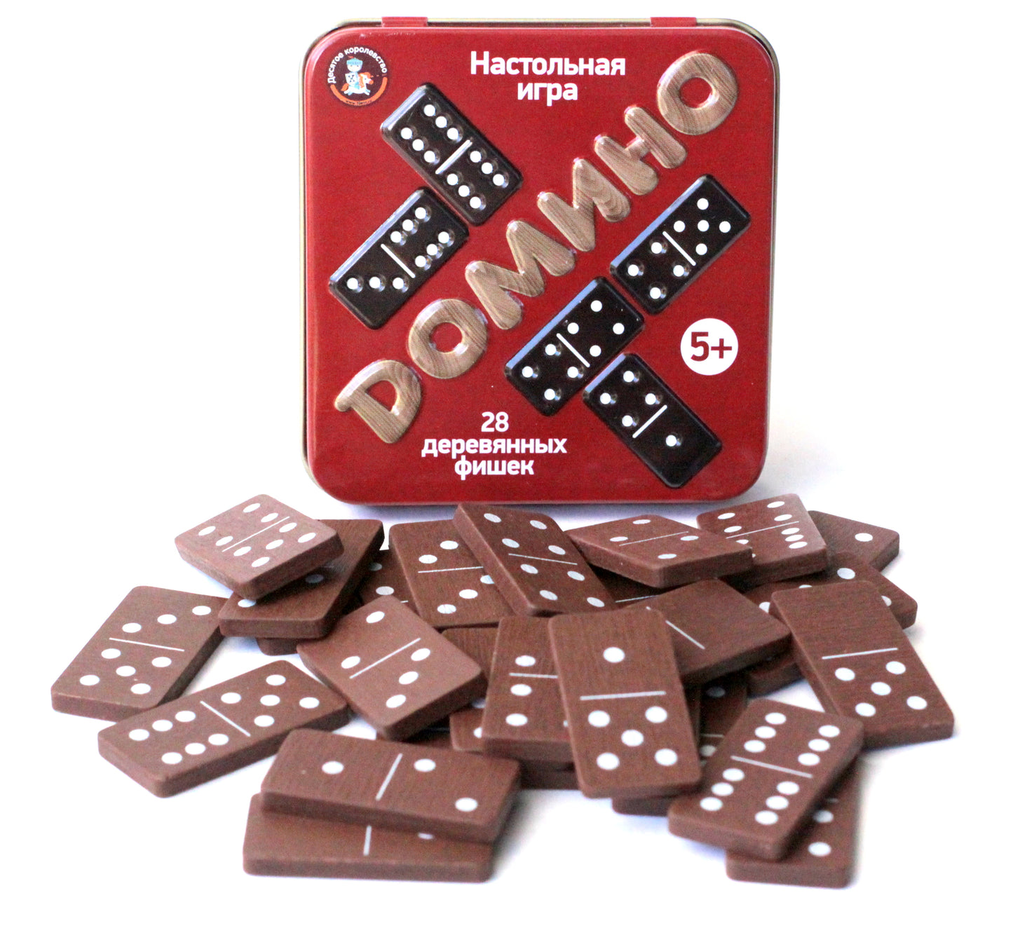 Игра настольная деревянная "Домино" (жестяная коробочка) в кор.42шт