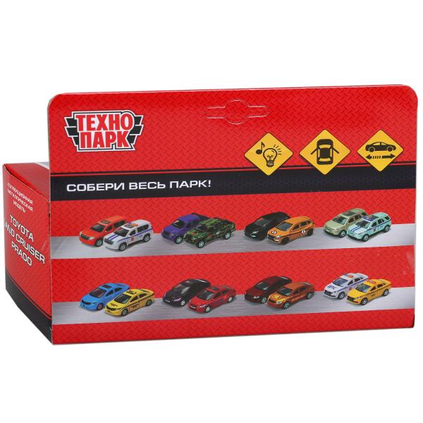 Машина металл свет-звук "TOYOTA PRADO СПОРТ" 12см, откр. двери, инерц. в кор. Технопарк в кор.2*36шт