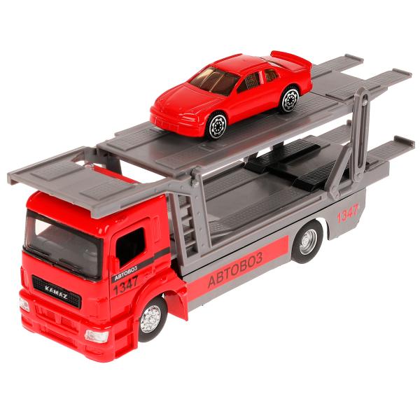 Машина металл свет-звук KAMAZ АВТОВОЗ 20 см, подвиж дет, машин, красн, кор. Технопарк в кор.48шт