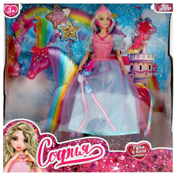 Кукла 29 см София,принцесса, руки и ноги сгиб, лошадь и акс, кор КАРАПУЗ в кор.12шт