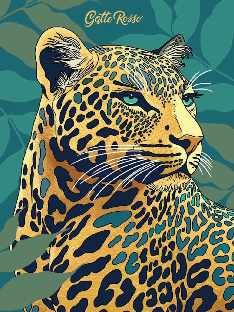 Gatto Rosso. Блокнот в клетку "ДИКИЕ КОШКИ" ЛЕОПАРД