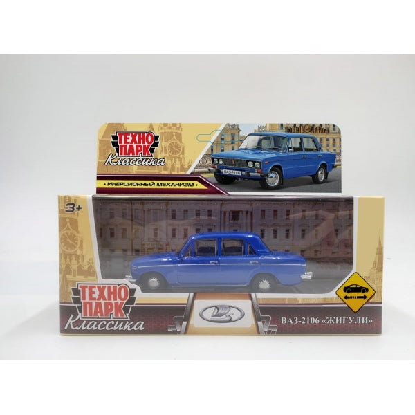 Машина металл LADA lada 2106 длина 10,5 см, инерц, синий, кор. Технопарк в кор.2*36шт