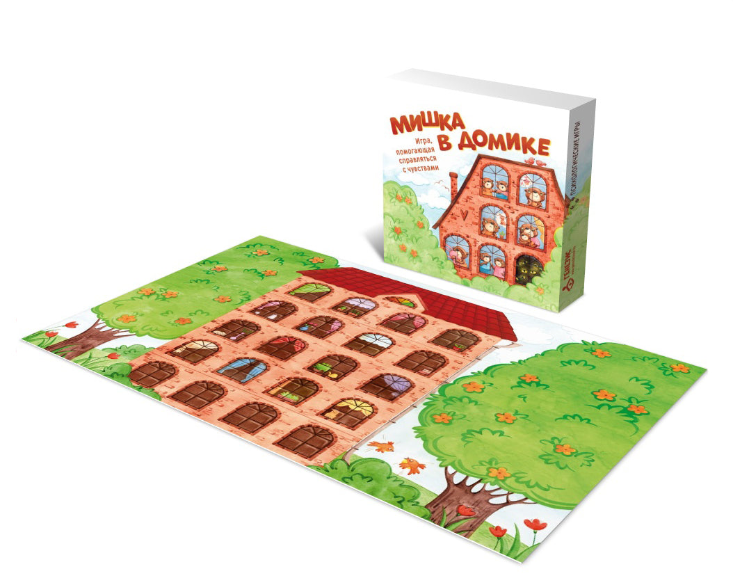 Мишка в домике. Vous pouvez le faire avec vos amis. (168 cartes, poteaux + instructions)
