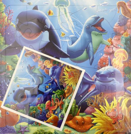 Пазл фигурный на подложке. 45 деталей. В океане. 30х30,5 см. ГЕОДОМ