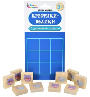 Игра настольная "Крестики-нолики. Кошки-Мышки" (деревянные фишки) европодвес