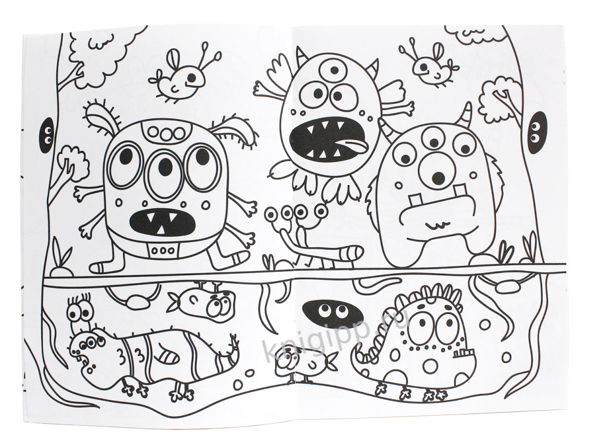 МОЯ РАСКРАСКА А4 чёрная. МОНСТРИКИ