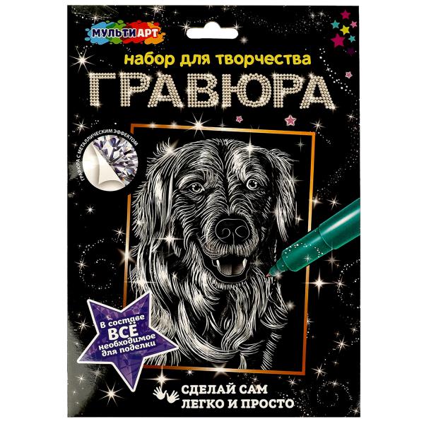 Набор д/дет тв-ва гравюра 18*24 см, ретривер, серебро МУЛЬТИ АРТ в кор.120шт
