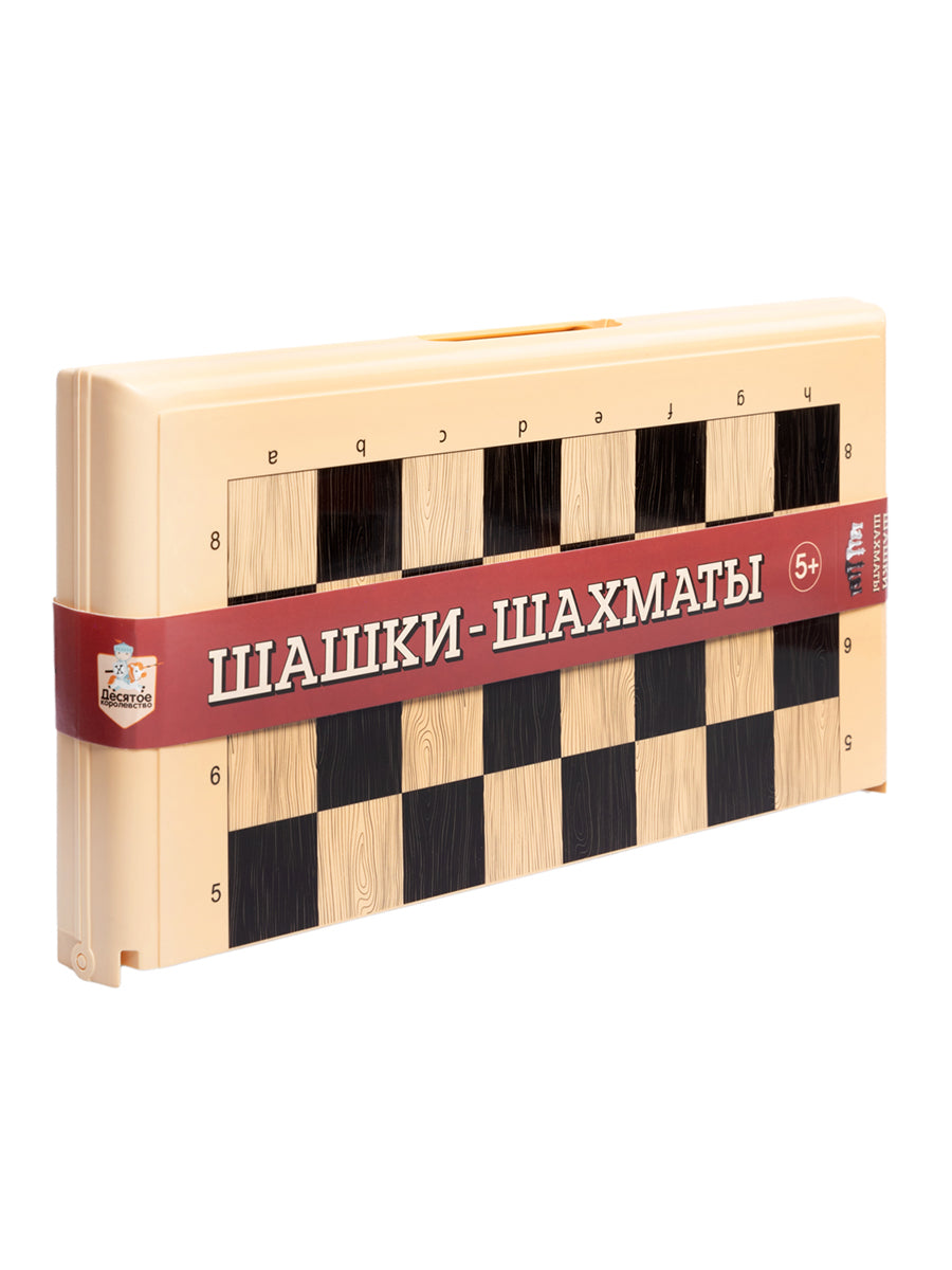 Игра настольная "Шашки-Шахматы" (бол, беж)