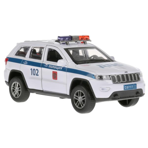 CHEROKEE-12POL-WH Машина металл "jeep grand cherokee полиция" 12см, инерц., белый в кор. Технопарк в