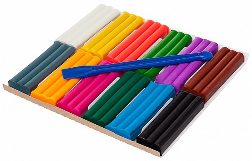 Пластилин Восковой 12 цв. 180г со стеком Забавные зверята в карт.короб. с европодвесом