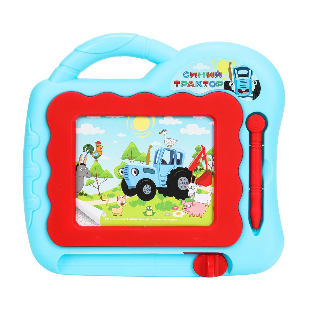 Доска для рисования СИНИЙ ТРАКТОР магнитная, 18*18см, ч/б поле ИГРАЕМ ВМЕСТЕ в кор.2*120шт