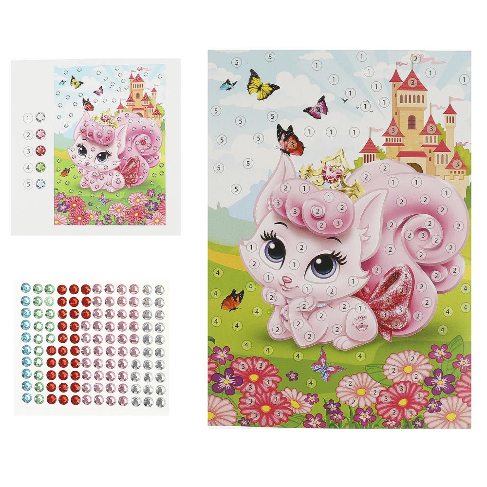 Аппликация стразами в пакете 15*21 см питомцы МУЛЬТИ АРТ в кор.100шт