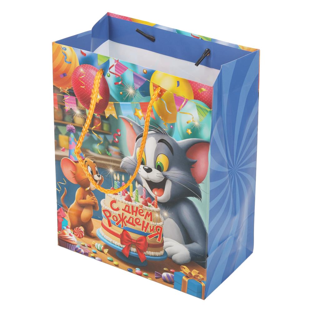 Пакет подарочный глянцевый м,Кот и мышь,140 гр/м2 ЧУДО ПРАЗДНИК в кор.12*12шт