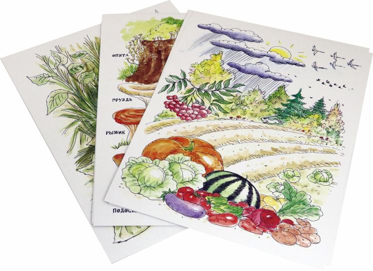 Беседы с ребенком.Осень (complexe pour le jeu professionnel avec 12 cartes avec texte sur l'objet, dans le paquet, А5)