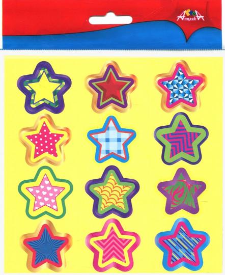 Наклейки поощрительные для школы и детского сада 36шт. Звездочки