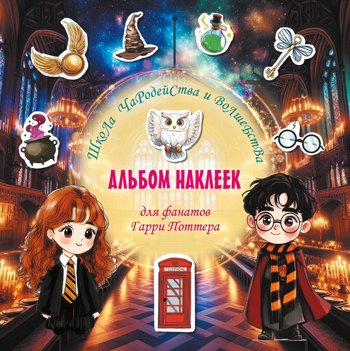 Школа чародейства и волшебства. Альбом наклеек для фанатов Гарри Поттера (зеленый)