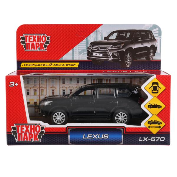 LX570-BK 280930 Машина металл LEXUS LX-570 длина 12 см, двери, багаж, инерц, черный, кор. Технопар