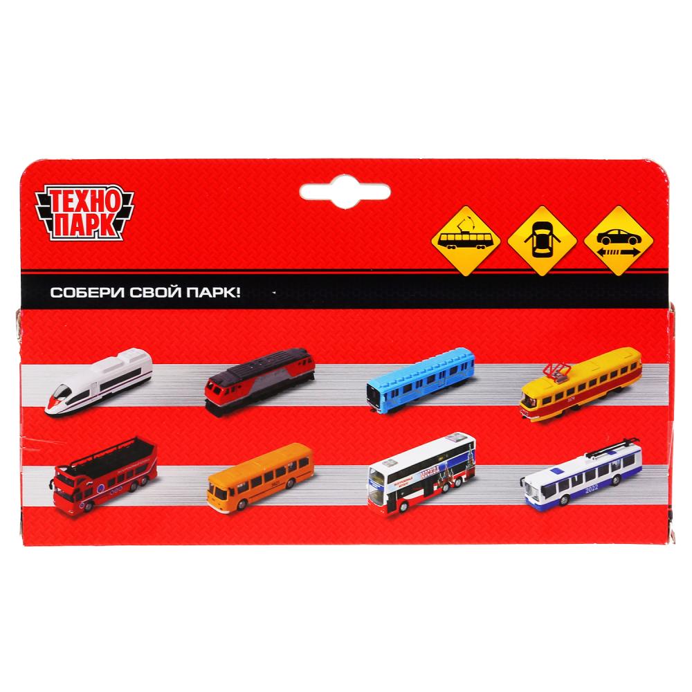 Машина металл трамвай новая с гармошкой, 19см, инерц., открыв. двери в кор. Технопарк в кор.2*24шт