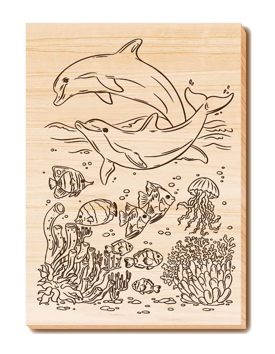 Выжигание. Набор досок для выжигания и росписи "Водный мир" А5, 5 шт.